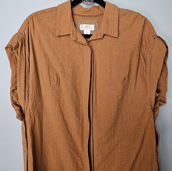 Maeve x Anthropologie Oversized Side-Slit Relaxed Tunic in Light Brown, XS - Picture 7 of 14